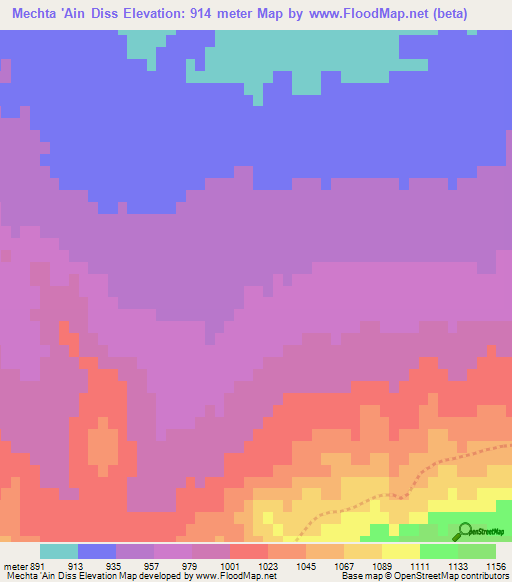 Mechta 'Ain Diss,Algeria Elevation Map