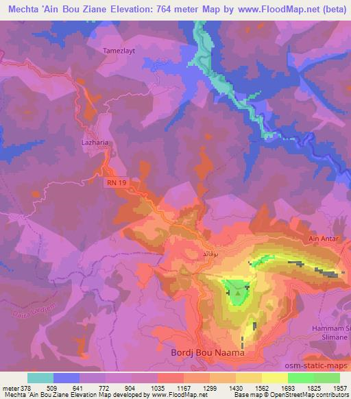 Mechta 'Ain Bou Ziane,Algeria Elevation Map