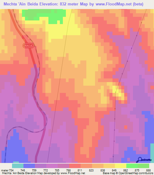 Mechta 'Ain Beida,Algeria Elevation Map