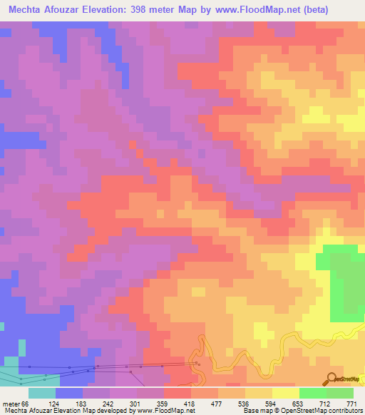 Mechta Afouzar,Algeria Elevation Map