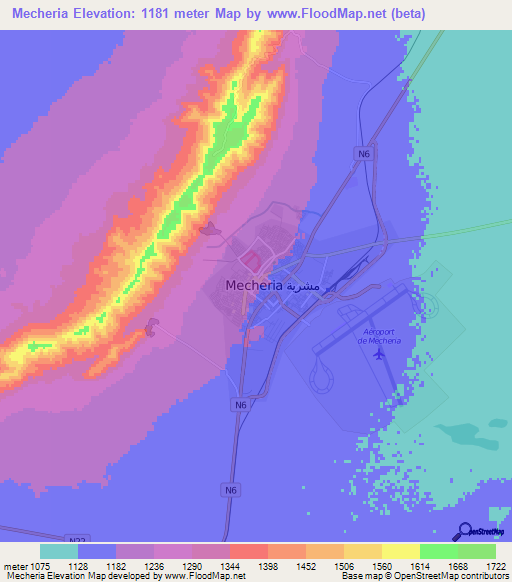 Mecheria,Algeria Elevation Map