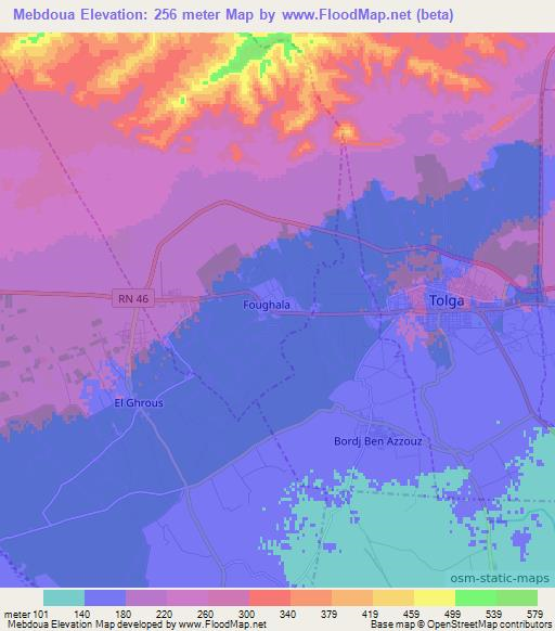 Mebdoua,Algeria Elevation Map