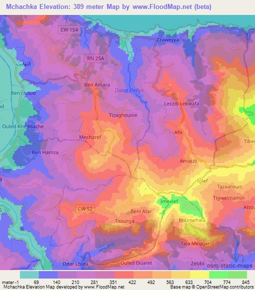 Mchachka,Algeria Elevation Map