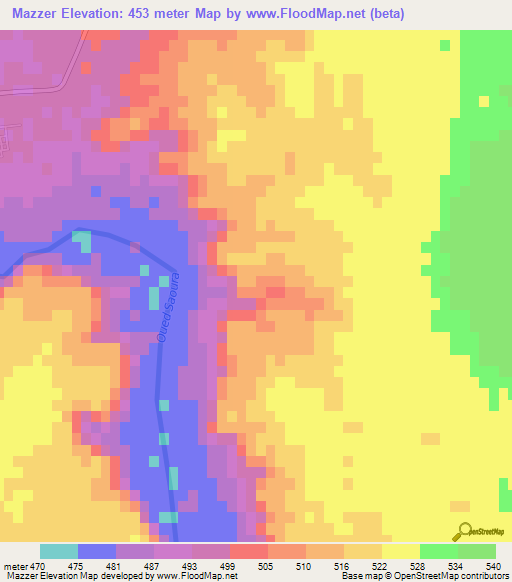 Mazzer,Algeria Elevation Map