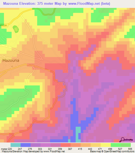 Mazouna,Algeria Elevation Map