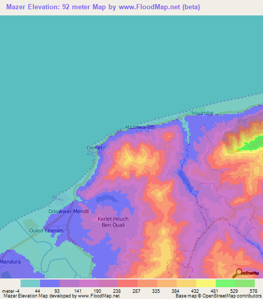 Mazer,Algeria Elevation Map