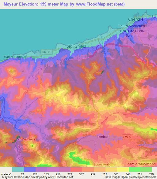 Mayeur,Algeria Elevation Map