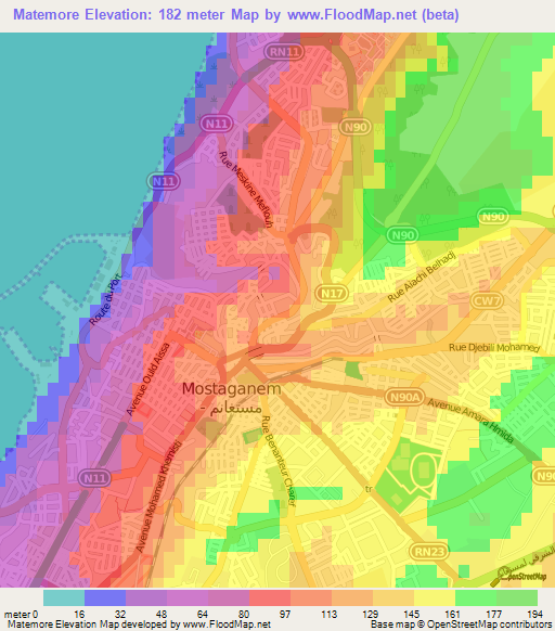 Matemore,Algeria Elevation Map
