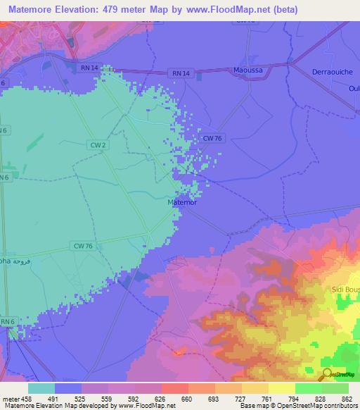 Matemore,Algeria Elevation Map