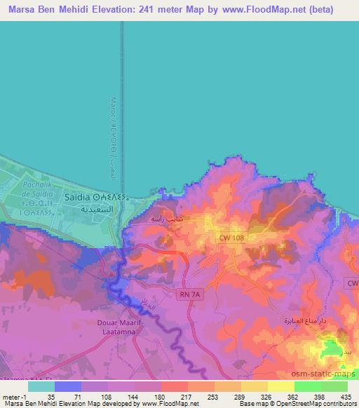 Marsa Ben Mehidi,Algeria Elevation Map