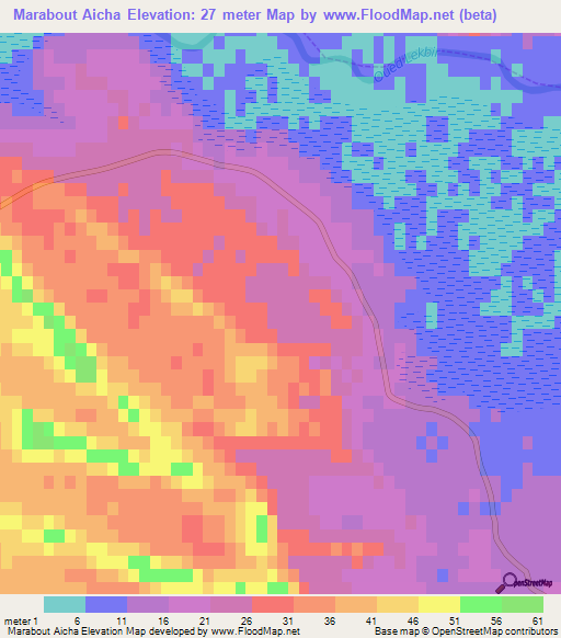 Marabout Aicha,Algeria Elevation Map