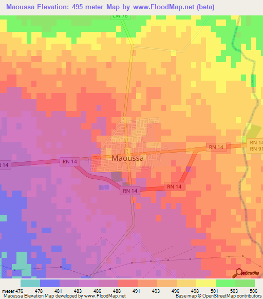 Maoussa,Algeria Elevation Map