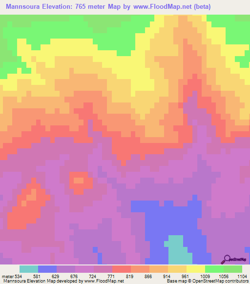 Mannsoura,Algeria Elevation Map