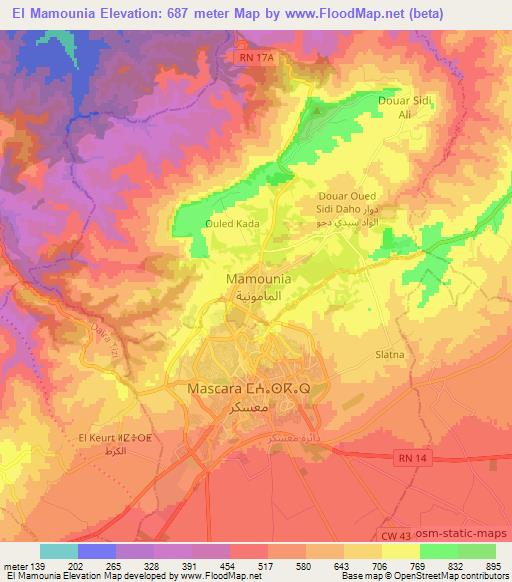 El Mamounia,Algeria Elevation Map