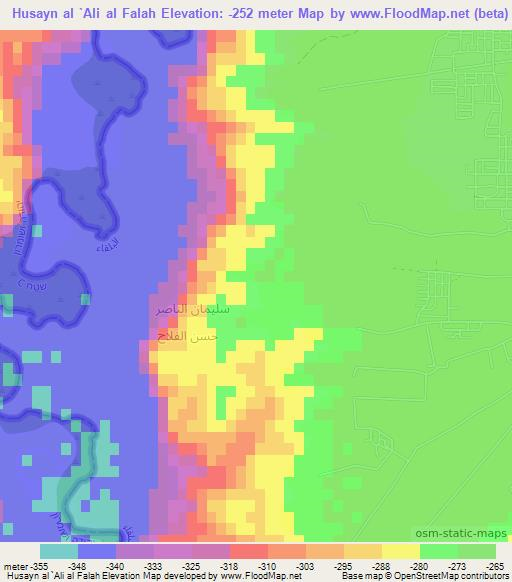 Husayn al `Ali al Falah,Jordan Elevation Map
