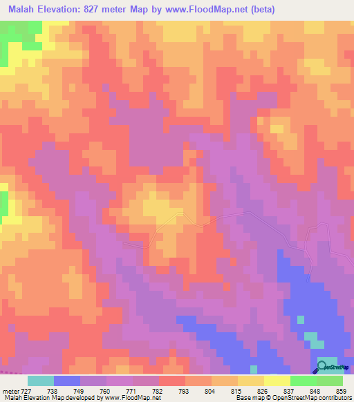 Malah,Algeria Elevation Map