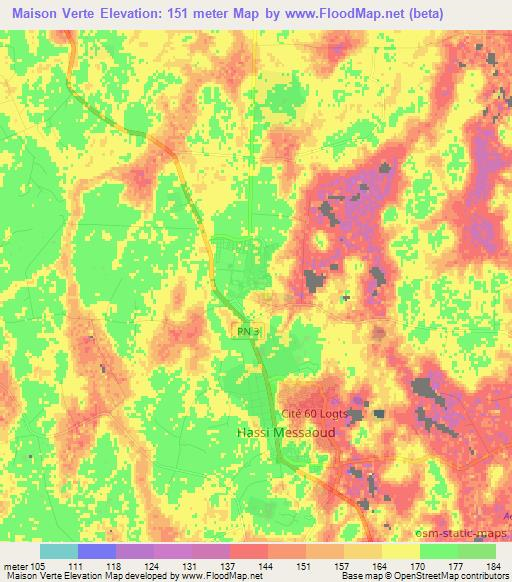Maison Verte,Algeria Elevation Map