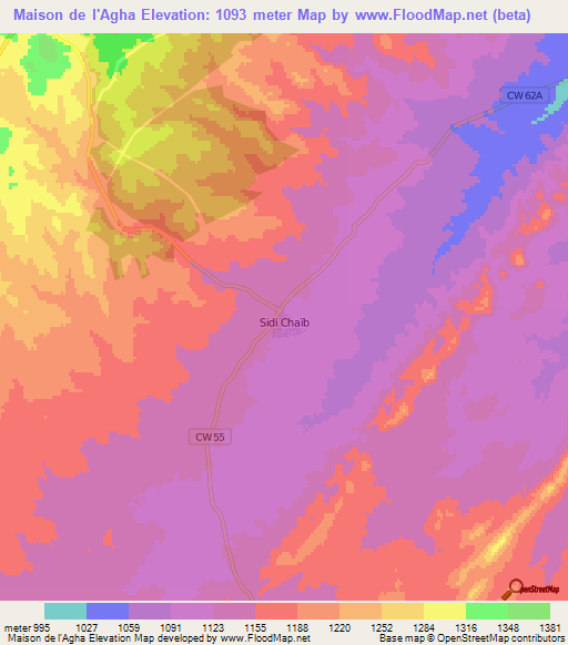 Maison de l'Agha,Algeria Elevation Map