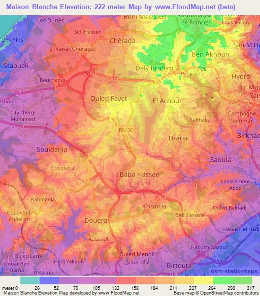 Maison Blanche,Algeria Elevation Map
