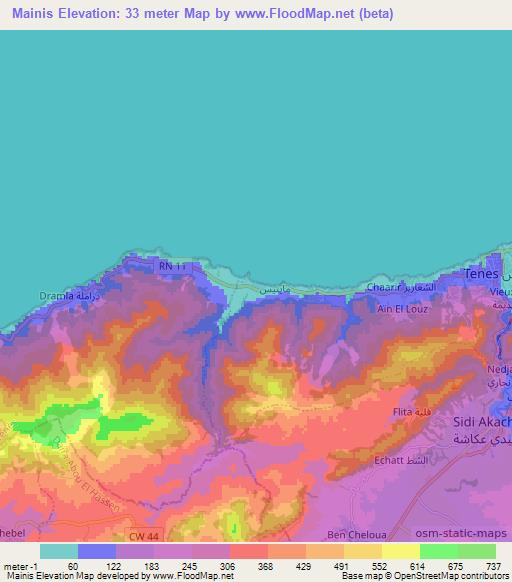 Mainis,Algeria Elevation Map