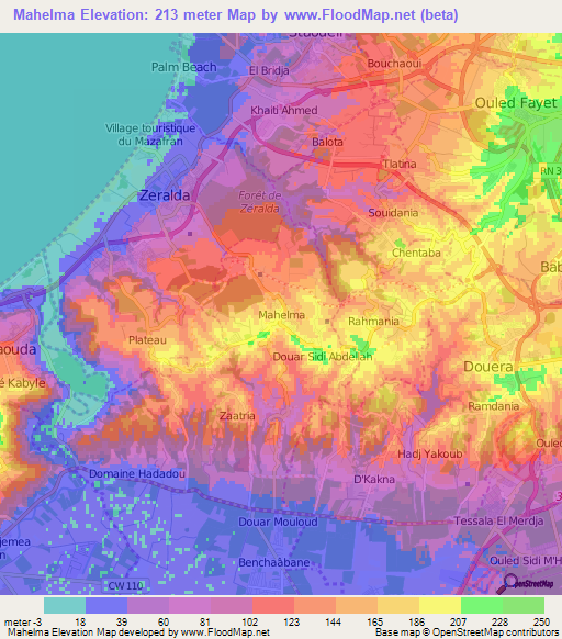 Mahelma,Algeria Elevation Map