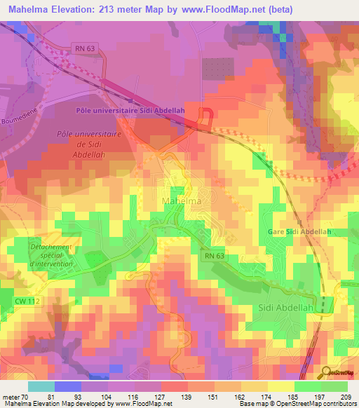 Mahelma,Algeria Elevation Map