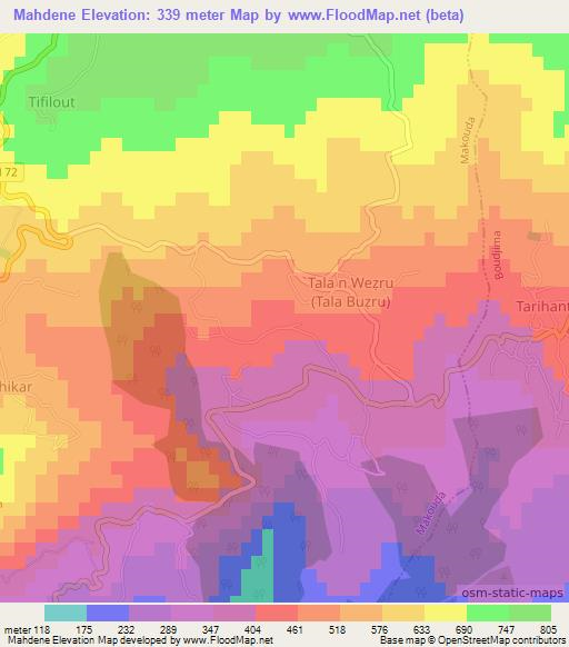 Mahdene,Algeria Elevation Map