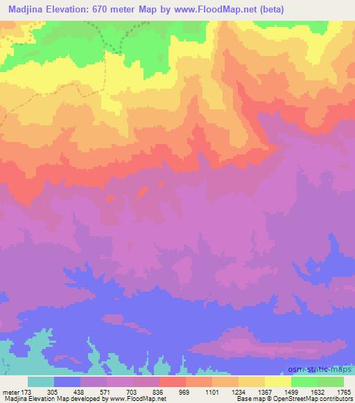 Madjina,Algeria Elevation Map