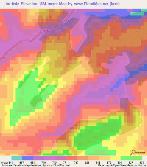 Louritsia,Algeria Elevation Map
