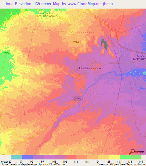 Lioua,Algeria Elevation Map