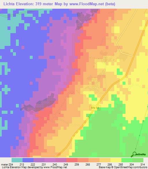 Lichta,Algeria Elevation Map