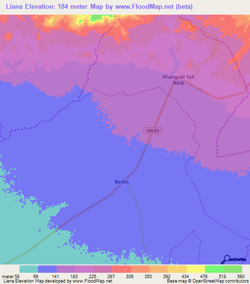 Liana,Algeria Elevation Map