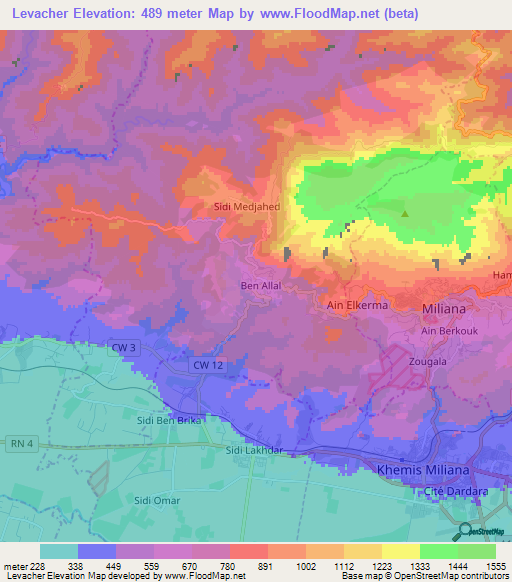 Levacher,Algeria Elevation Map