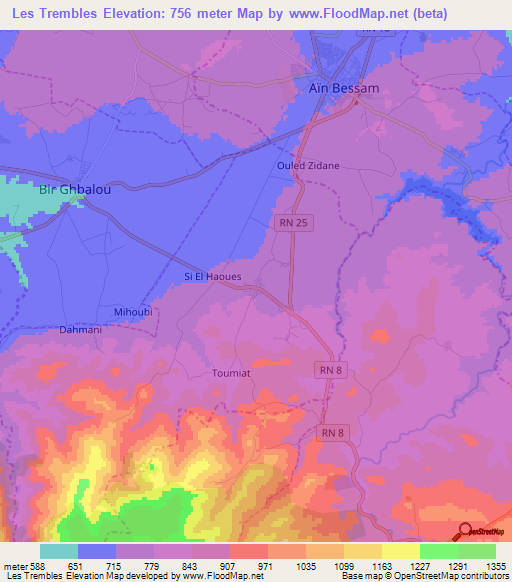 Les Trembles,Algeria Elevation Map