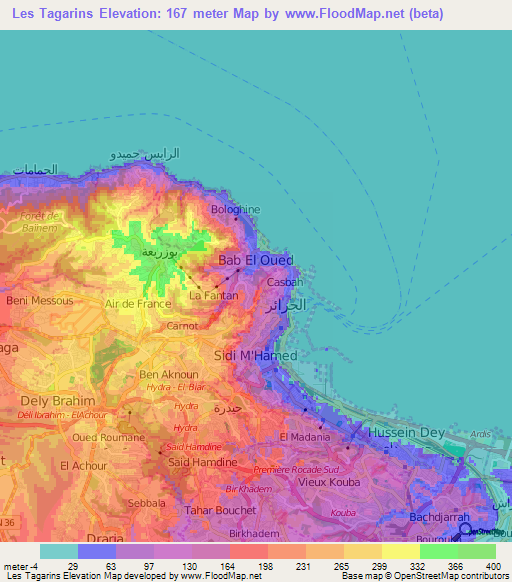 Les Tagarins,Algeria Elevation Map