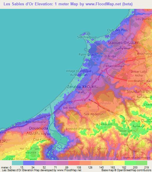 Les Sables d'Or,Algeria Elevation Map