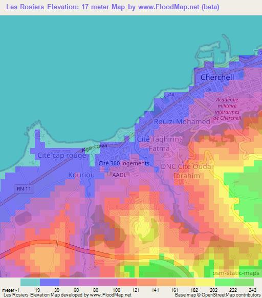 Les Rosiers,Algeria Elevation Map