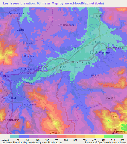 Les Issers,Algeria Elevation Map