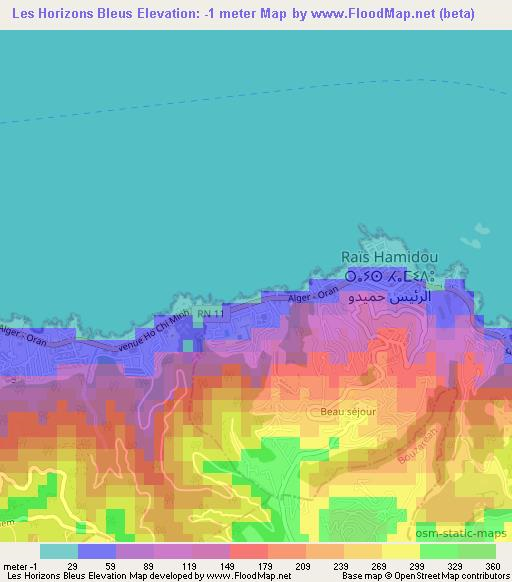 Les Horizons Bleus,Algeria Elevation Map