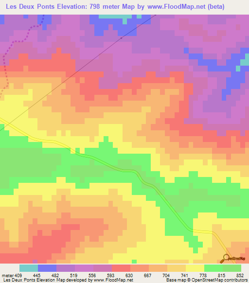 Les Deux Ponts,Algeria Elevation Map
