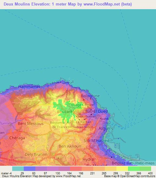 Deux Moulins,Algeria Elevation Map