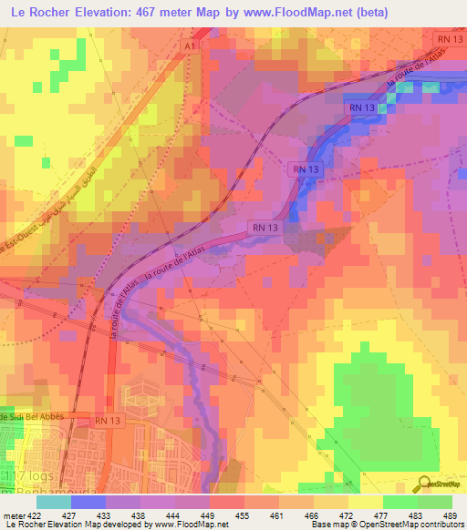 Le Rocher,Algeria Elevation Map