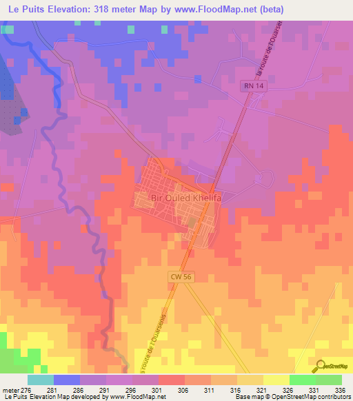 Le Puits,Algeria Elevation Map