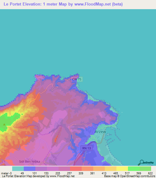 Le Portet,Algeria Elevation Map