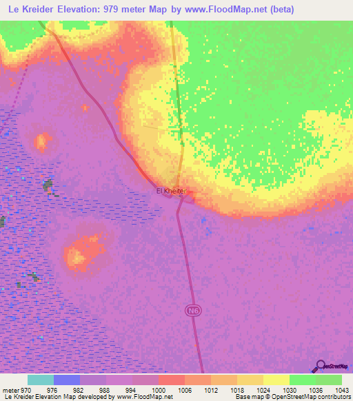 Le Kreider,Algeria Elevation Map