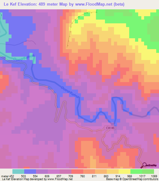 Le Kef,Algeria Elevation Map