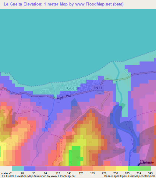 Le Guelta,Algeria Elevation Map