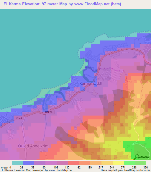 El Karma,Algeria Elevation Map
