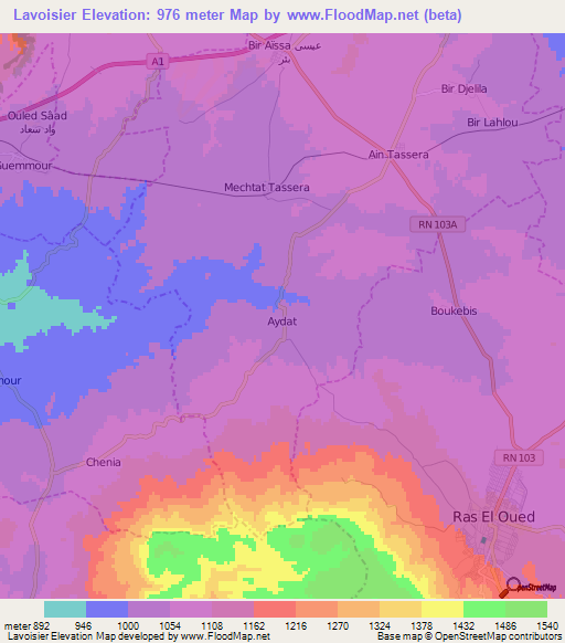 Lavoisier,Algeria Elevation Map