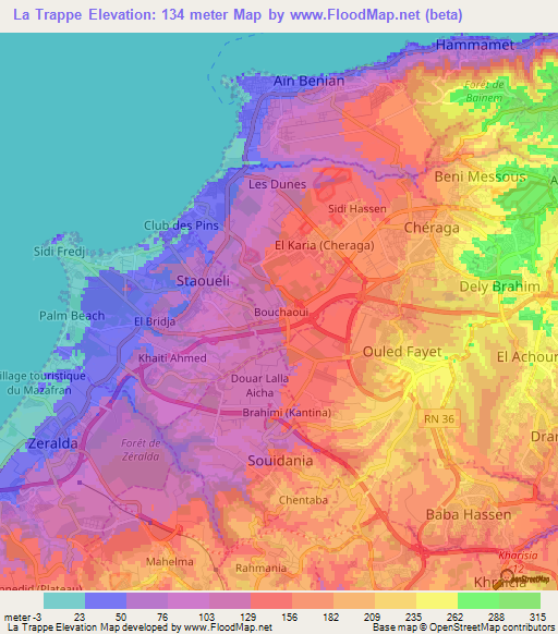 La Trappe,Algeria Elevation Map